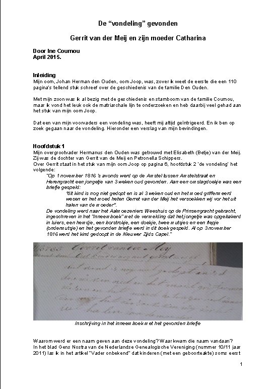 Vondeling blad 1